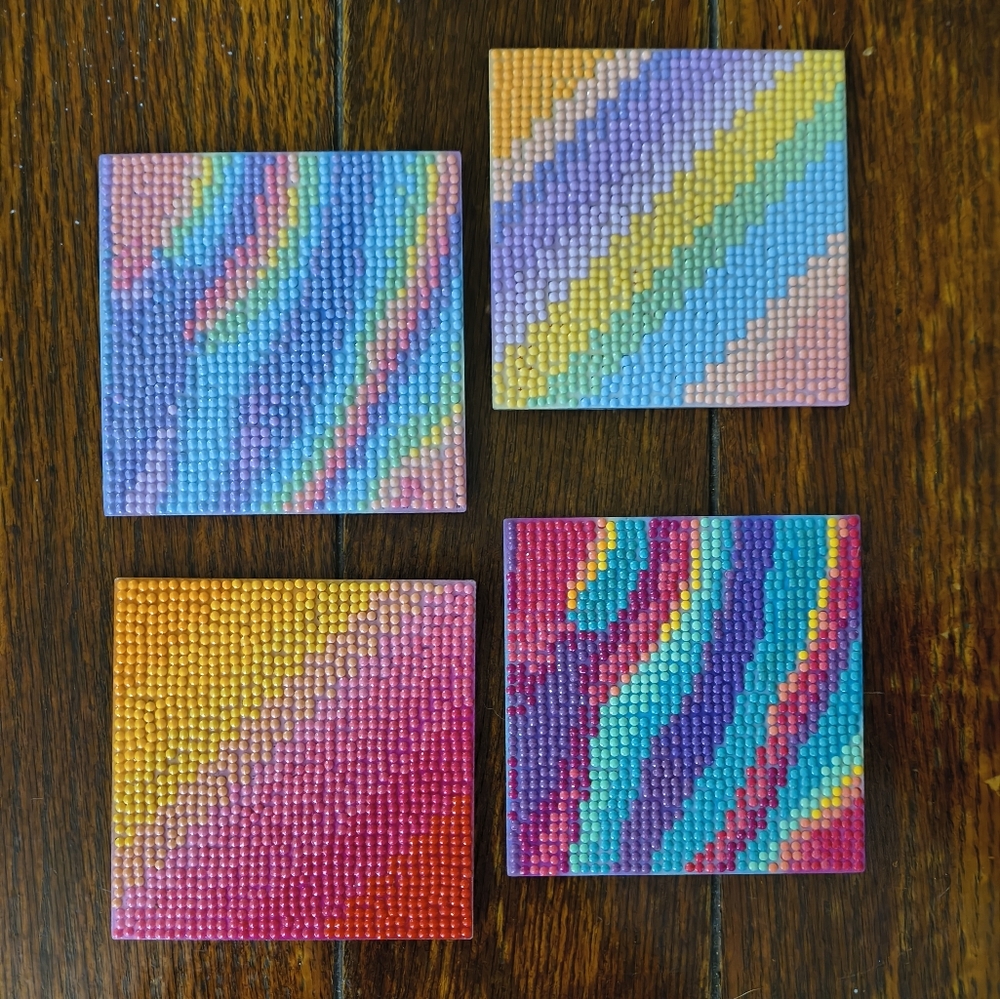 3/20$*Set Of 4 Diamond Art Coasters Never Been Used